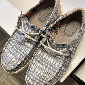 Hey Dude Kids' Blue and White Moccasins